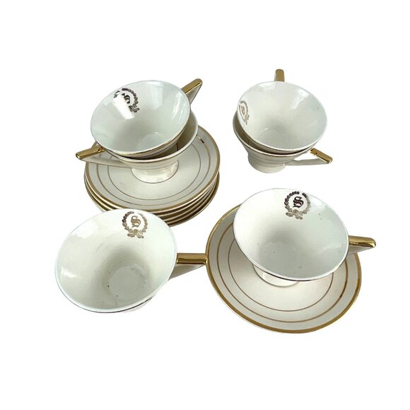 Salem China Company Ohio Made in America Art Deco 8 tea cups and saucers 23K - Picture 9 of 9